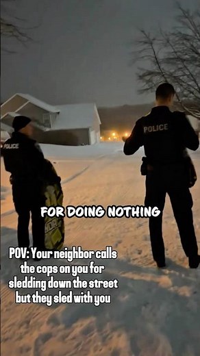 Neighbors Tried to Ruin the Fun… Cops Fixed It 🛷😂 #shorts