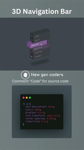 3D Navigation Bar #coding #webdesign #codeflow #viral #frontendcourse #python #webdevelopment