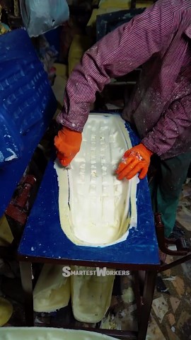 Crafting the Back Seat of Motorbikes in Factory