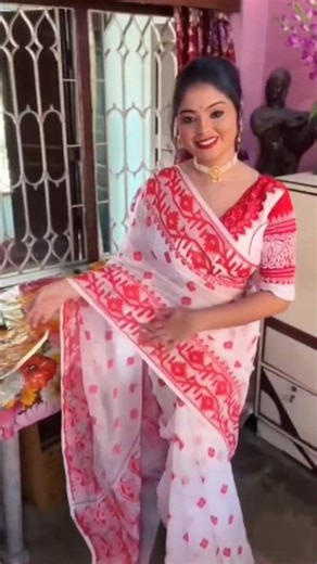 🔥Dhakai Jamdani Saree White Red Border Ready Blouse Combo ❤️✨#saree #jamdani#fashion#viral #blouse