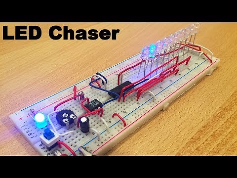 LED Chaser circuit using NE555 and 4017