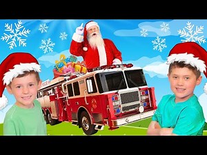 James and Tyler see SANTA on a FIRE TRUCK! | Christmas Parade FireTruck for Kids | Fire Truck Sirens