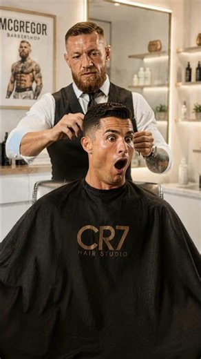 😂When he asked for an unusual haircut… Ronaldo and McGregor were left speechless! #football #ronaldo