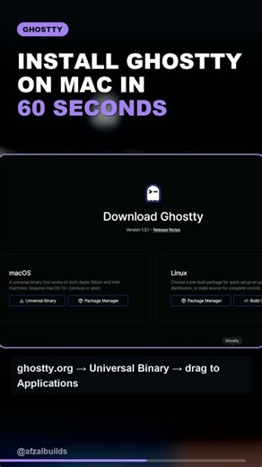 How to Install Ghostty Terminal on Mac in 60 Seconds #shorts| AfzalBuilds