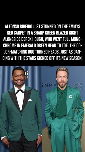Alfonso Ribeiro & Derek Hough Twin In Green At The Emmys Red Carpet 💚✨🕺
