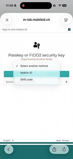 MobileID Login with Passkey and fallback to MobileID App