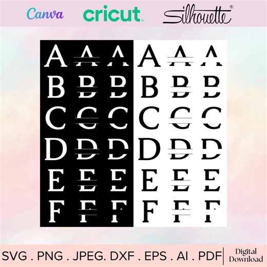 Monogram SVG Bundle: Alphabet Letters Clipart With Canva Frame Editable Template (digital Files) - Etsy