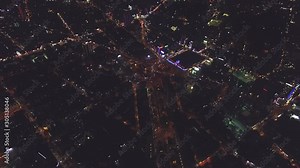 Ho Chi Minh City downtown aerial shot at night