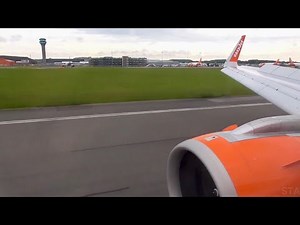 EasyJet Airbus A320neo landing at London Luton Airport, LTN