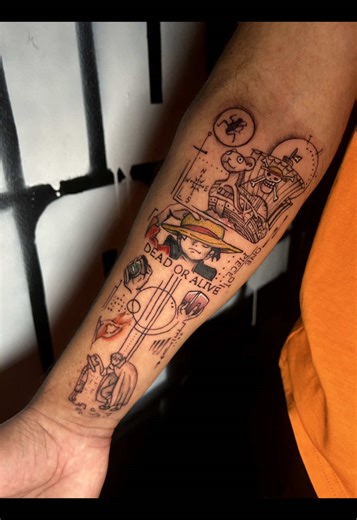 Colorful One Piece Tattoo Design for Anime Lovers