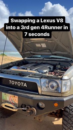 Colby on Instagram: "Swapping a Lexus v8 into a 3rd gen 4Runner in under 7 seconds🤷🏻‍♂️😂 it’s really that easy🤷🏻‍♂️ #3rdgen4runner #4runner #offroad #offroading #overland #overlanding #4x4 #4wd"