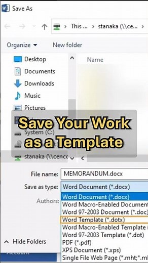 Word: Save as Template (*.dotx) in Seconds
