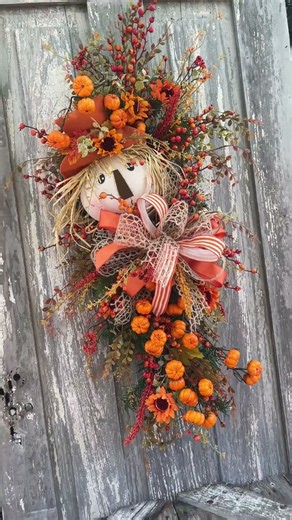 DIY Scarecrow Fall Door Swag 🎃 Pumpkin & Sunflower Autumn Decorating Kit | 1585
