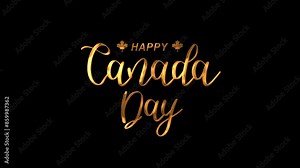 Happy Canada Day Text Animation on Gold Color. Great for Happy Canada Day Celebrations, for banner, social media feed wallpaper stories.