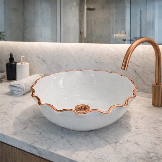 Copper Minimalist Vessel Sink, Rustic Bathroom Vanity Basin Modern, Centerpiece for Eco-friendly Basin Bowl - Etsy