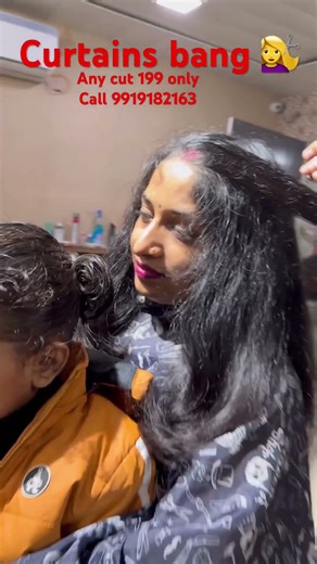 Curtains bang haircut 💇‍♀️ any cut 199 only 9919182163 #hairstyle #youtube #hair #beauty #viral