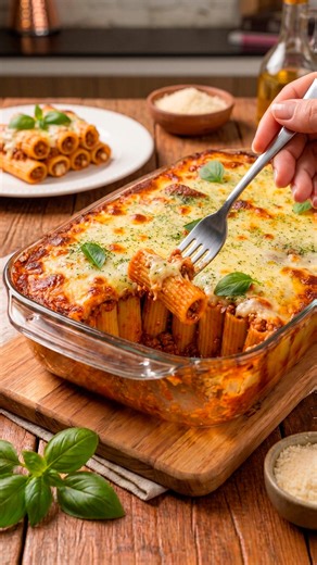 Esse macarrão recheado é uma refeição completa e deliciosa! #receitafacil #comidadeconforto