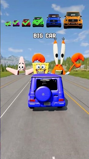 Big & Small Cars vs SpongeBob, Patrick Star, mr.Krabs | BeamNG.Drive