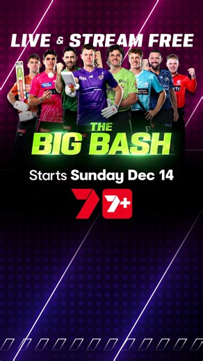 Channel 7 on Instagram: "Get ready for Big Fun! Big Action! Big Moments! Because it’s BIG BASH TIME!!! 🏏🔥 The new season starts THIS SUNDAY, Dec 14. Catch every massive moment LIVE and FREE on Channel 7 and stream FREE on 7plus."