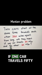 82K views · 378 reactions | Motion Problem: Two cars start at the same time towards each other 330 miles apart. How long will they meet if one car travels 50 mi/hr and the other 60 mi/hr ? | Philippine Review Center | Facebook