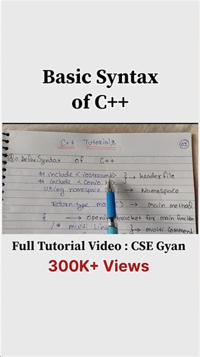 Learn the basic syntax of C++ in a simple and easy way 🔥