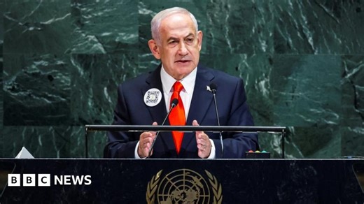 Netanyahu attacks Palestinian recognition as dozens walk out of UN speech