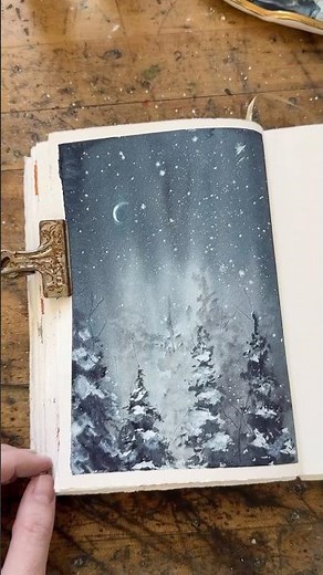 Learn How To Paint a Winter Landscape In Under a Minute | Mini Watercolor Tutorial with Sarah Cray