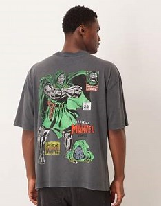 ASOS DESIGN oversized t-shirt with Dr Doom print in washed black | ASOS
