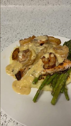 How to make a gourmet Salmon & Shrimp dinner at home! #shorts