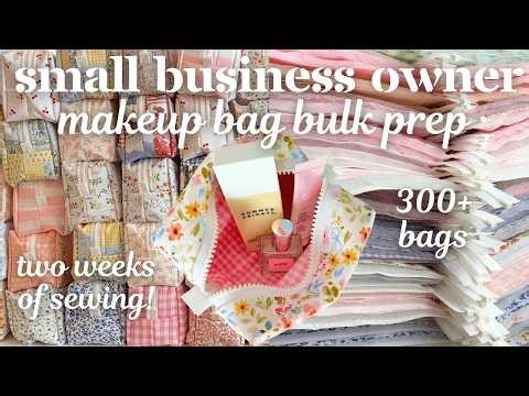 TWO WEEKS OF BULK SEWING MAKEUP BAGS!🧵👛✨ || sewing 300+ of my top selling makeup bags for market