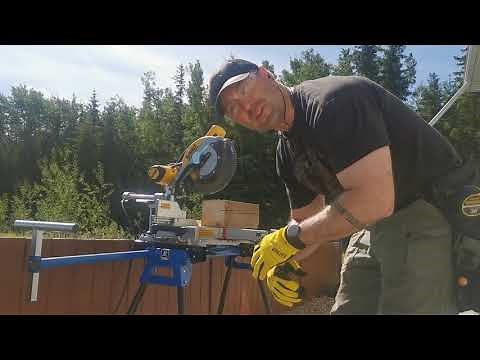 Dewalt double bevel mitre saw cutting 6x6