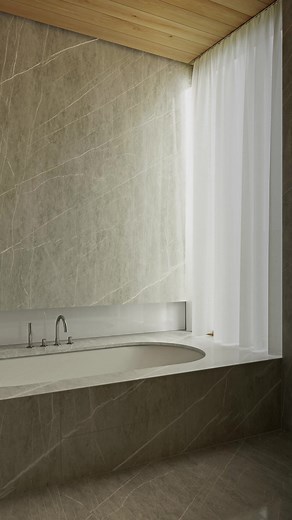 Start the week on a relaxing note. You deserve it. #Neolith Zaha Stone wall & bath cladding / design by Matika Architecture / #TouchFeelLive at neolith.com | Neolith