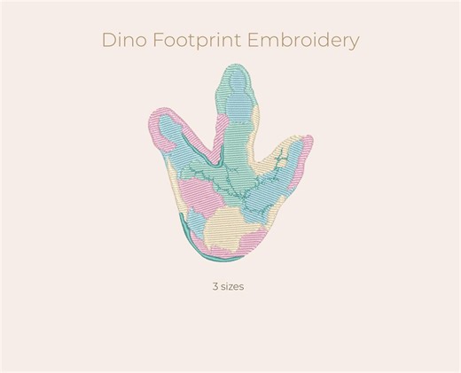 Dinosaur Footprint Machine Embroidery Design | Pastel Watercolor Dino Track | Soft Nursery Motif | 3 Sizes - Etsy