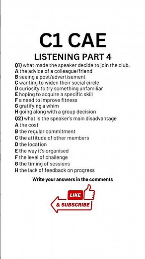 C1 Certificate Advanced English (CAE) Listening Practice Test - Part 4 10.2025 #cae #c1advanced