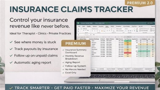 Insurance Claims Tracker – Excel & Google Sheets Template | Medical Billing, Payments and Outstanding Balance Dashboard - Etsy