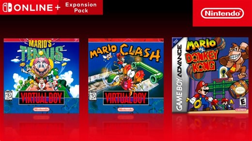 Three classic titles are coming to Nintendo Switch 2 and Nintendo Switch on March 10. Virtual Boy for Nintendo Switch Online members: - Mario’s Tennis™ - Mario Clash™ Game Boy Advance for Nintendo Switch Online Expansion Pack members: - Mario vs. Donkey Kong™ | Nintendo Switch