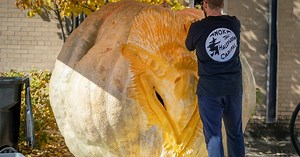 Anoka man sets two records in turning North America’s largest pumpkin into world’s largest jack-o’-lantern