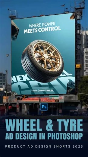 Wheel & Tyre Ad Design in Photoshop #shorts #addesigntutorial #photoshoptutorial #photoshop #addesig