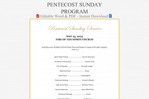 Pentecost Sunday Program Template - Holy Spirit Sample | Church Program Templates - Etsy