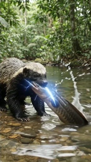 ⚡ Honey badger vs electric eel — one shocking encounter! 🦡⚡#HoneyBadger #ElectricEel #Shorts