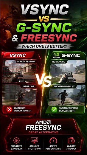 V-Sync ON ya OFF? 🤔 G-Sync & FreeSync Explained 🔥 #shorts #shortsfeed