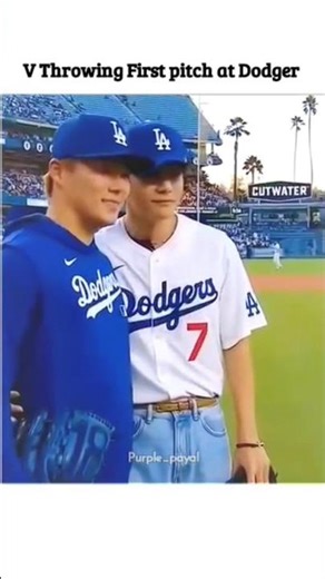 Taehyung throwing first pitch at Dodger stadium 🏟️ #shorts #taehyung #newvideo #trending #ytshorts