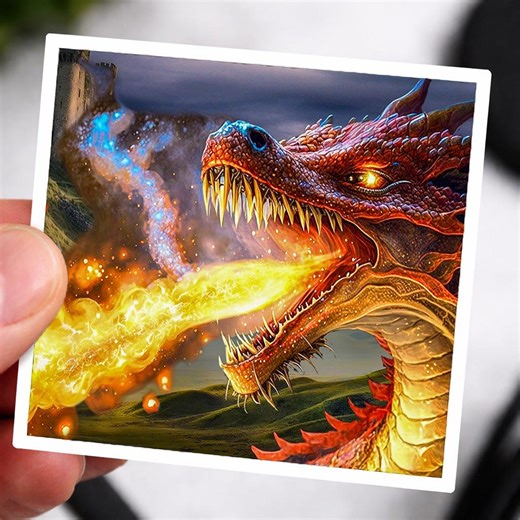 Fire Dragon Sticker | Original Fantasy Artwork, Waterproof Vinyl Decal - Etsy