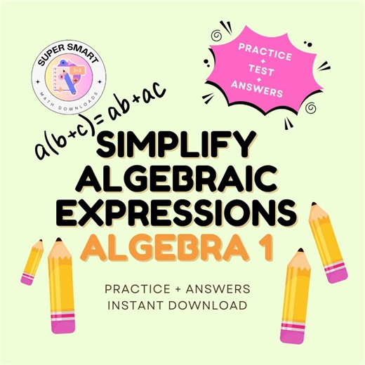 Algebra 1: Simplifying Expressions Practice | Homeschool Math (PDF Pattern) - Etsy UK