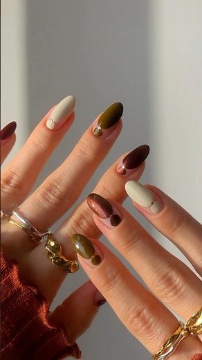 quick and easy nail art inspo for beginners 🤎🧸🍂✨ #nailpolish #diynails