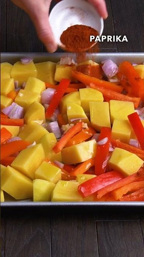 This easy one-pan sausage, peppers and potatoes bake is a rustic, cozy meal. #onepanmeal