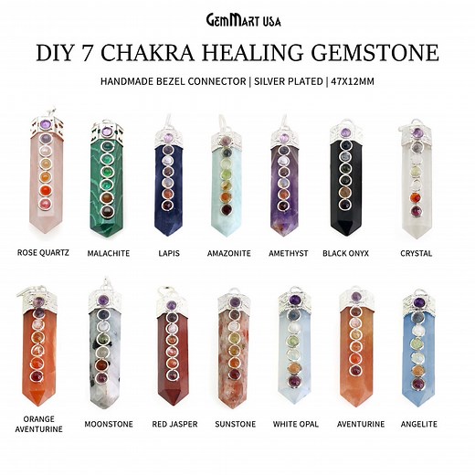 DIY Healing Pendant, 7 Chakra Point Pendant, Healing Crystal, Chakra Jewelry, Terminated Pendant, Silver Bail, Gemstone Charm (14169) - Etsy
