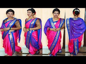 How to dreap three different style nauvari saree // Marathi style saree draping three different way.