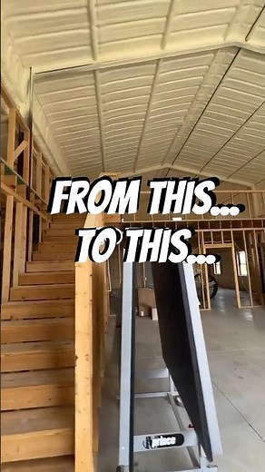 From Red Iron Metal Building Framing to a Completed #MetalBuilding with #sprayfoam #insulation 🤩