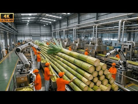 Inside a Modern Sugar Factory: From Sugarcane Harvest to Powdered Sugar (Full Process)